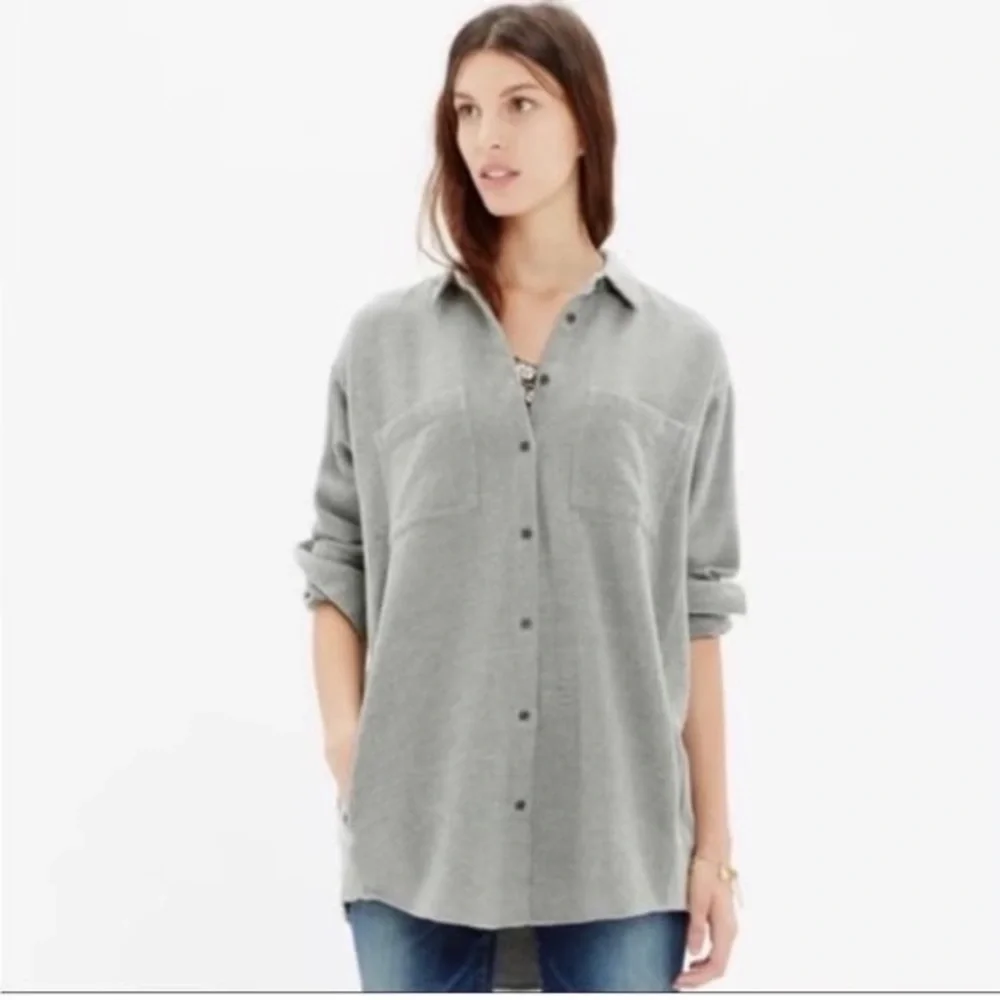 NWT Madewell Flannel Gray Button-Up Shirt Medium - Picture 1 of 5